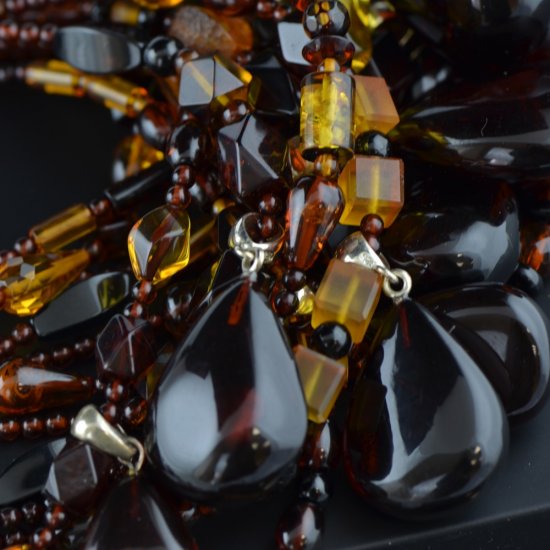 Amber necklace with cherry pendant